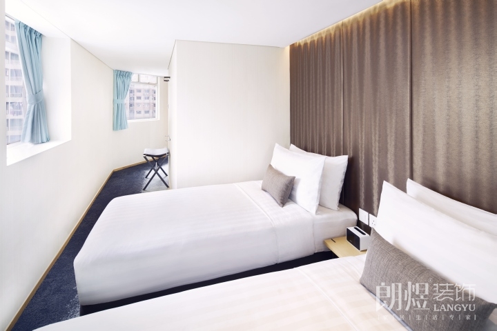 現代主義風格酒店裝修效果圖-標準客房全景