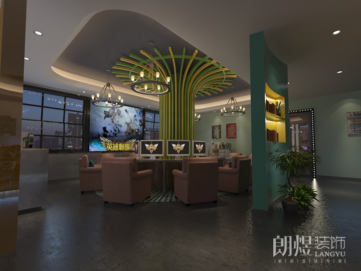 簡約時尚網咖（網吧）裝修效果圖