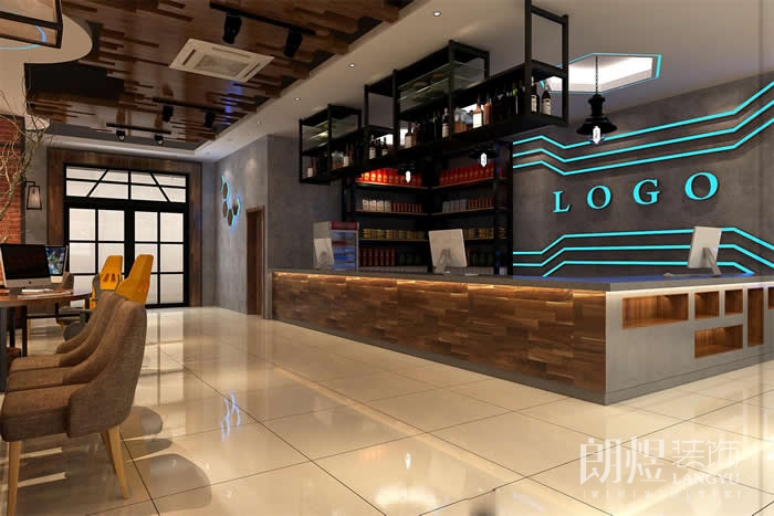 高顏值工業風網吧裝修效果圖