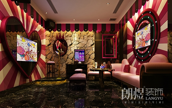 粉紅色氛圍ktv小包間效果圖