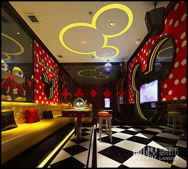紅色卡通ktv小包間裝修效果圖