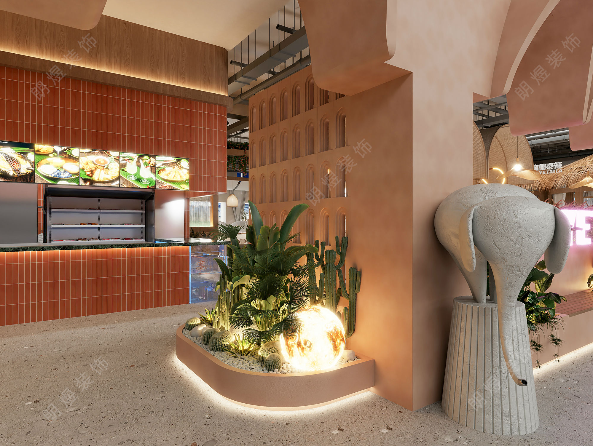 麻椰泰辣火鍋店裝修效果圖 - 微景觀