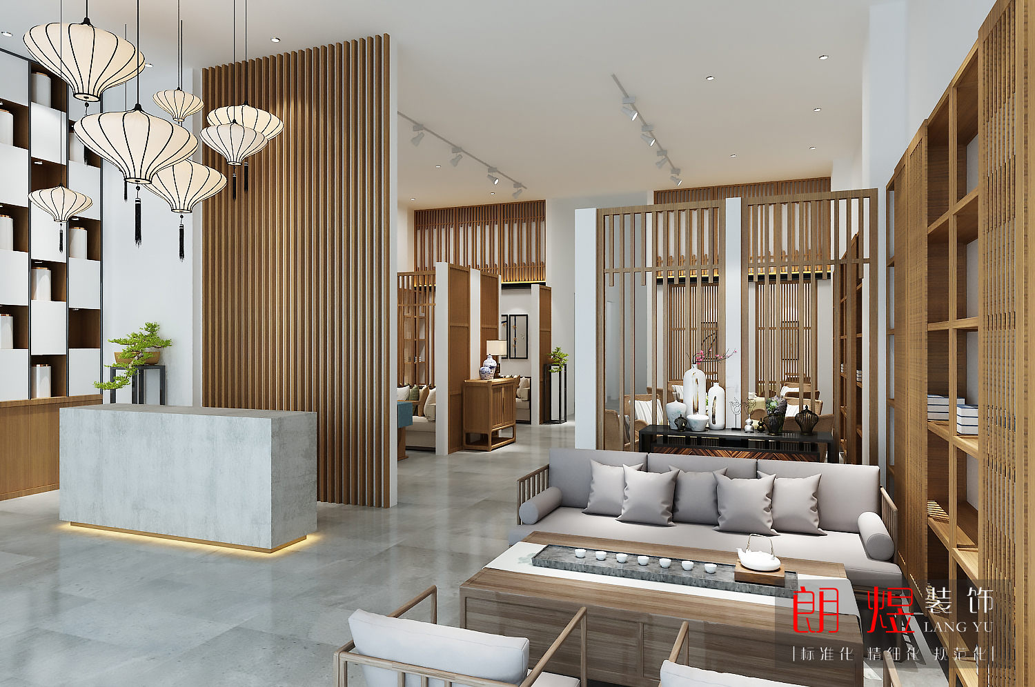 現(xiàn)代中式300平茶樓裝修效果圖