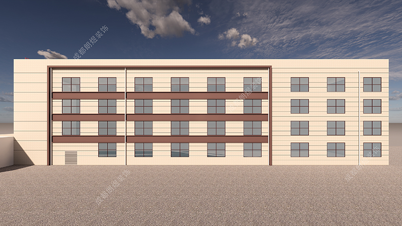 改造后的廠房側面外貌裝修效果圖