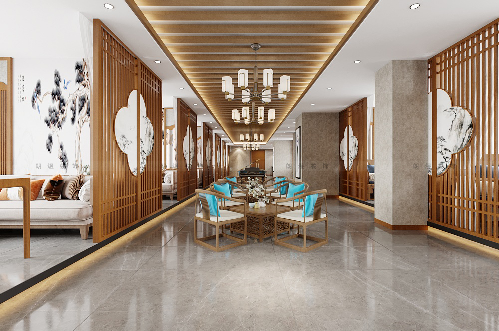 8002現(xiàn)代中式成都會(huì)所茶樓裝修效果圖