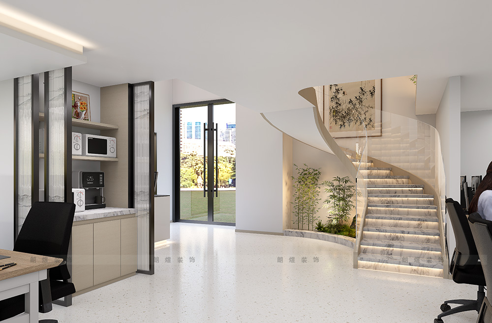 成都電商外貿公司辦公室裝修效果圖-一樓茶水間