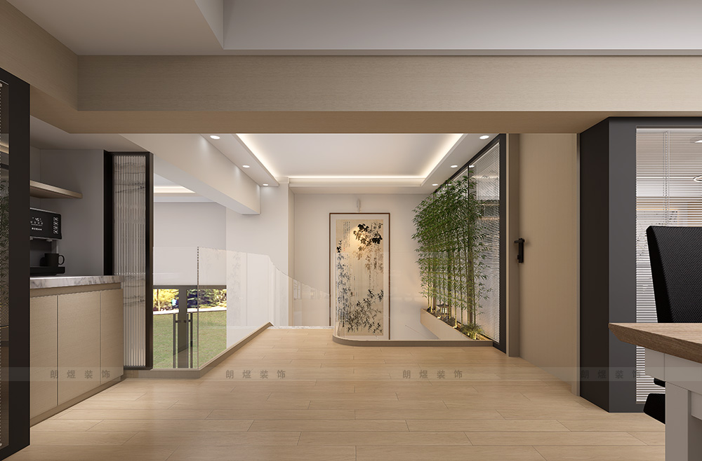 成都電商外貿公司辦公室裝修效果圖-二樓平臺