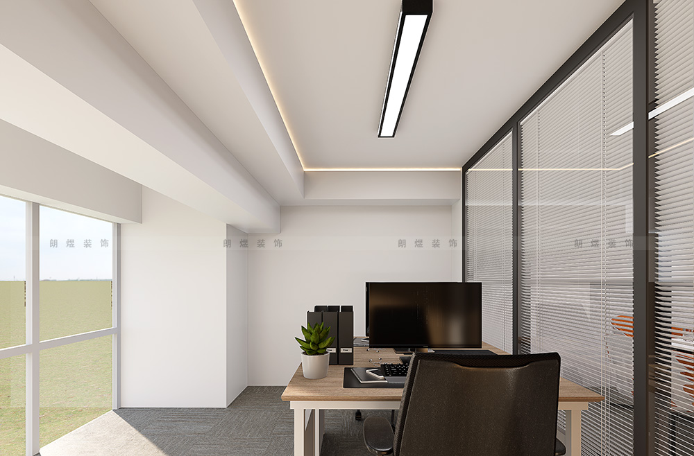 成都電商外貿公司辦公室裝修效果圖-二樓雙人工作間