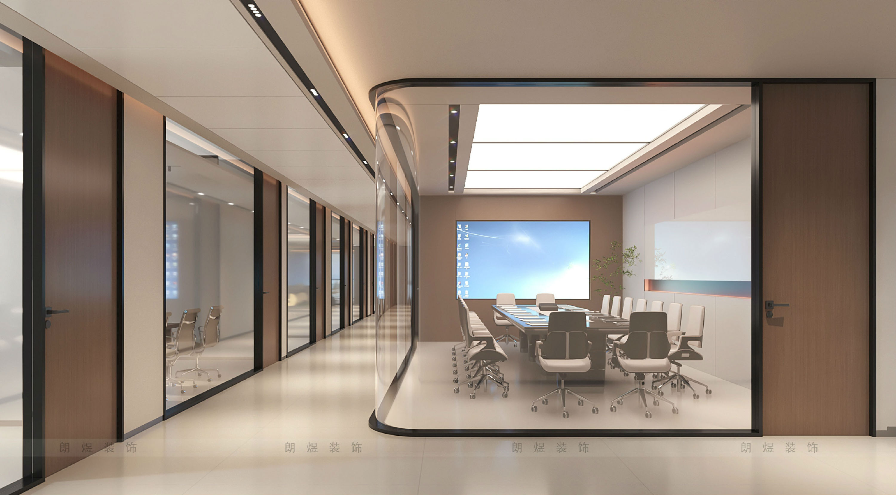 能源公司辦公室中型會議室裝修效果圖-1