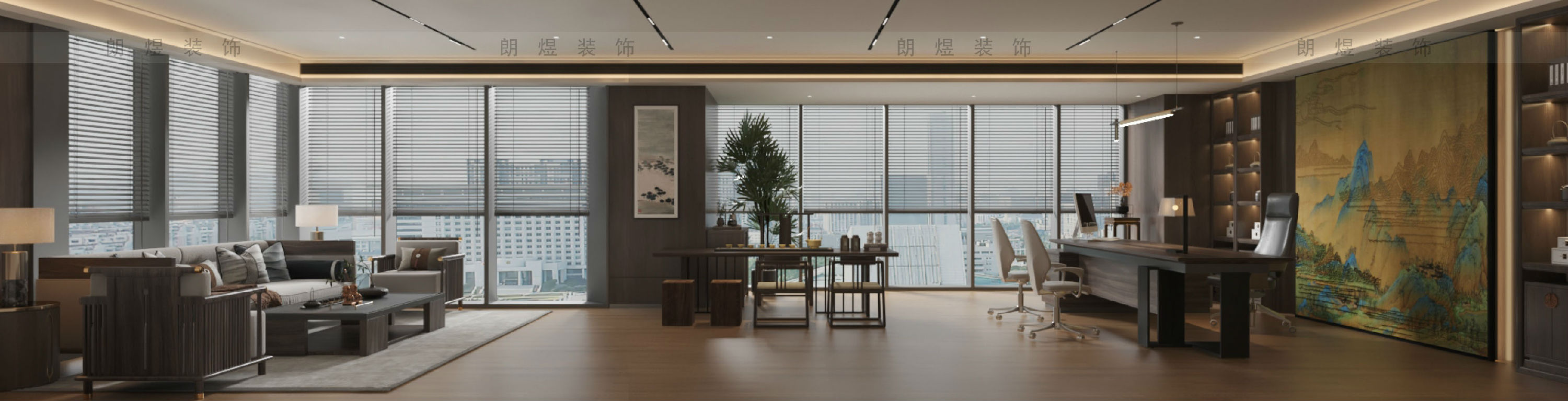 能源公司董事長辦公室裝修效果圖-1