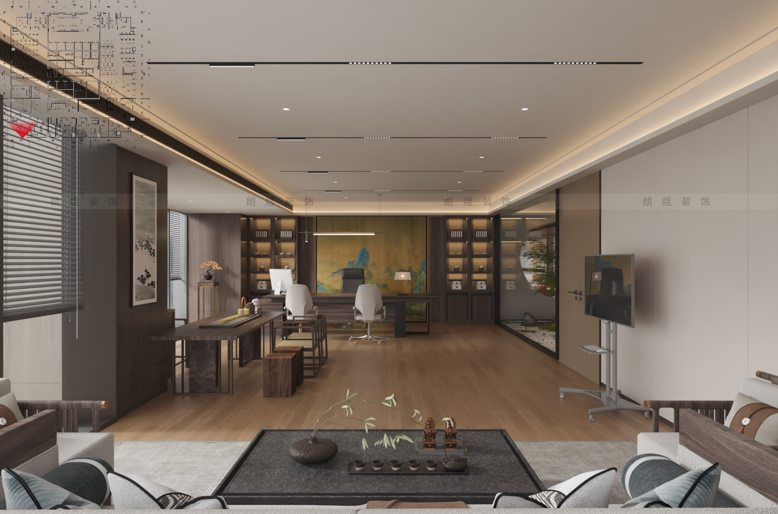 能源公司董事長辦公室裝修效果圖-2